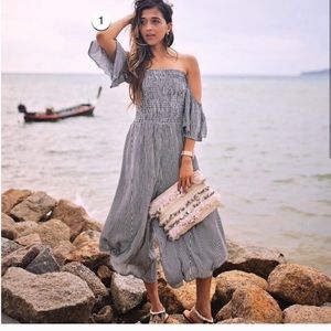 Planet Blue Blue Life Riviera Striped Jumpsuit